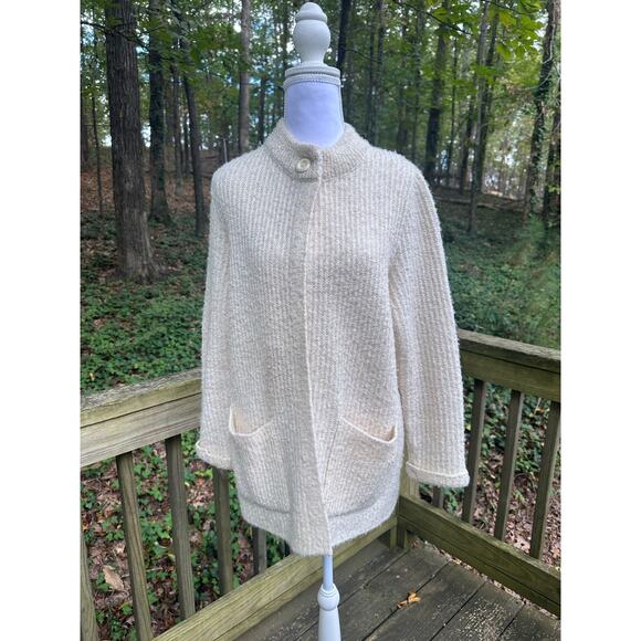 St. Micheal Cream Large Cowl Neck Button Open Chunky Knit Sweater Cardigan - Picture 1 of 7